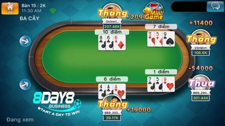 Các loại Game bài 3 cây phổ biến